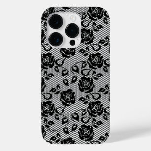 Faux Black Lace Roses Fishnet iPhone Case