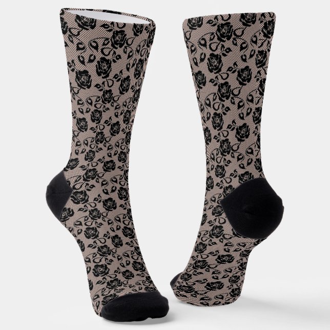 Faux Black Lace Socks (Angled)