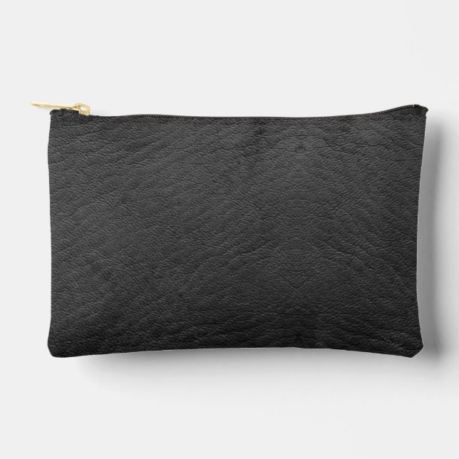 Faux Black Leather Accessory Pouch (Front)