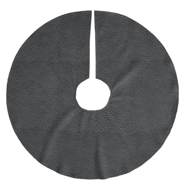 Faux Black Leather Brushed Polyester Tree Skirt (Front)