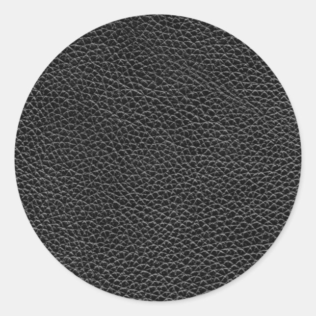 Faux Black Leather Classic Round Sticker (Front)