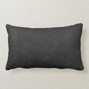 Faux Black Leather Lumbar Cushion