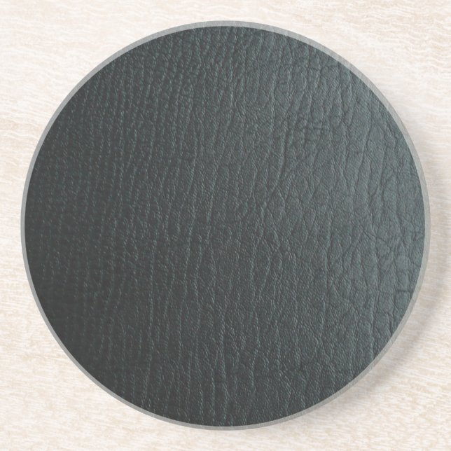 Faux Black Leather Texture Coaster (Front)