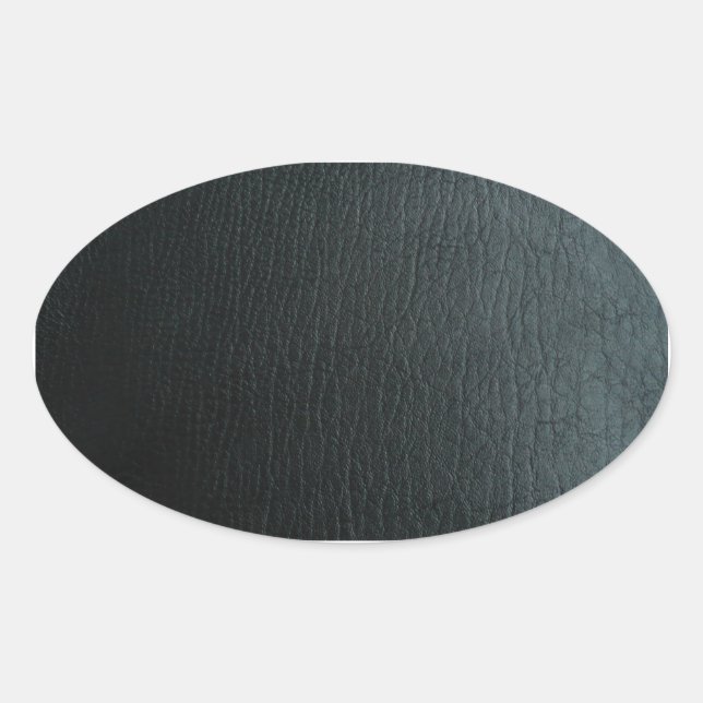 Faux Black Leather Texture Oval Sticker (Front)