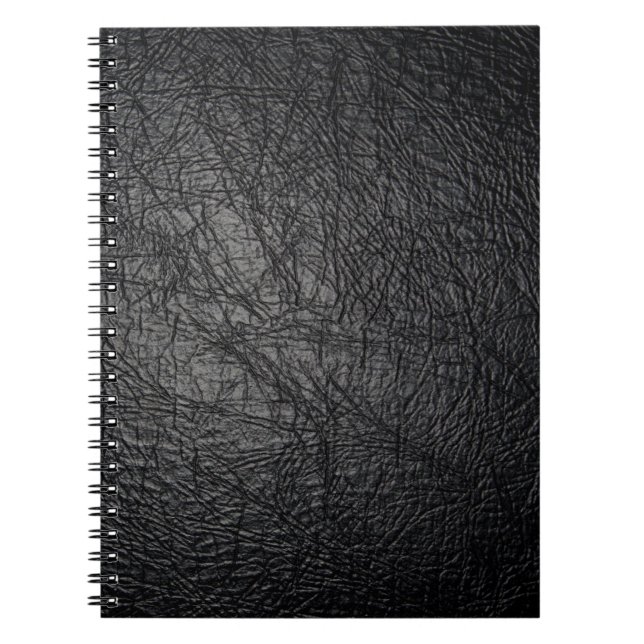 Faux Black Leather Texture Spiral Notebook (Front)