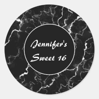 Faux Black Marble Texture Look Sweet 16 Birthday Classic Round Sticker