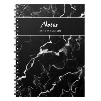 Faux Black Marble Texture Look With Custom Text Notebook