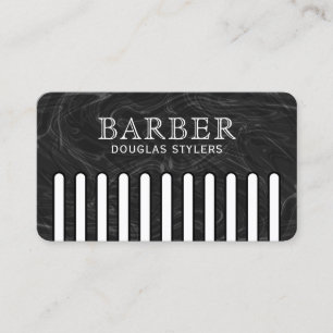 Faux black pattern comb barber business card