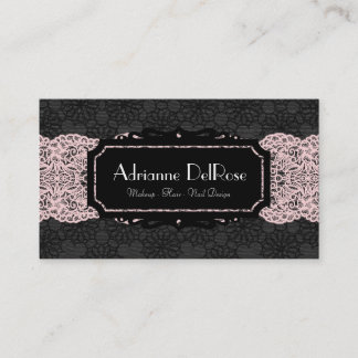 Faux Black Pink Lace French Vintage Business Card
