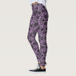 Faux Black Roses Lace Fishnet Purple Leggings<br><div class="desc">Custom Colours Leggings with Faux Black Roses Lace Fishnet Romantic Fun Modern Flowers and Leaves Gift - Choose / add your favourite background colour. You can also add your text / name. Resize and move or remove / add element - image / text with customisation tool. Design by MIGNED. Please...</div>