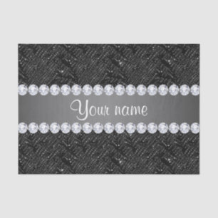 Faux Black Sequins Sparkles and Diamonds Tissue Paper