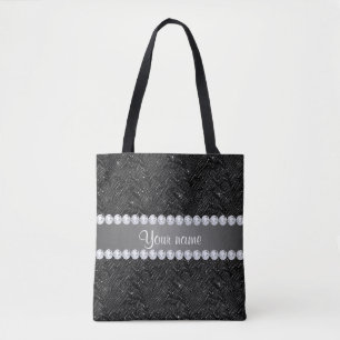 Faux Black Sequins Sparkles and Diamonds Tote Bag