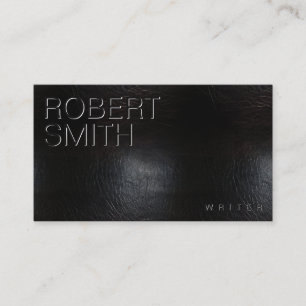 Faux Black Worn Leather Business Card