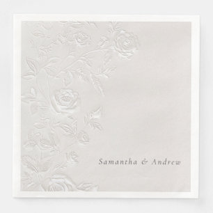 Faux Blind Embossed Arch Wedding Napkins Elegant 