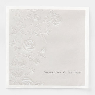 Faux Blind Embossed Arch Wedding Napkins Elegant 