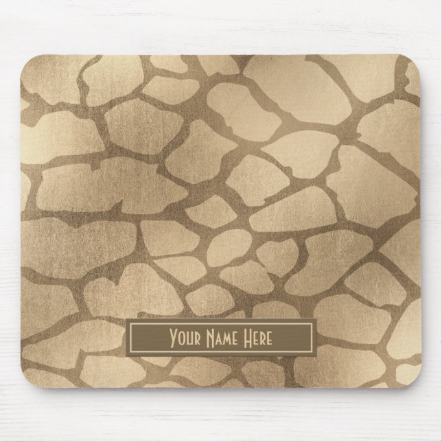 Faux “Blonde” Gold Giraffe Print Personalised Mouse Pad (Front)