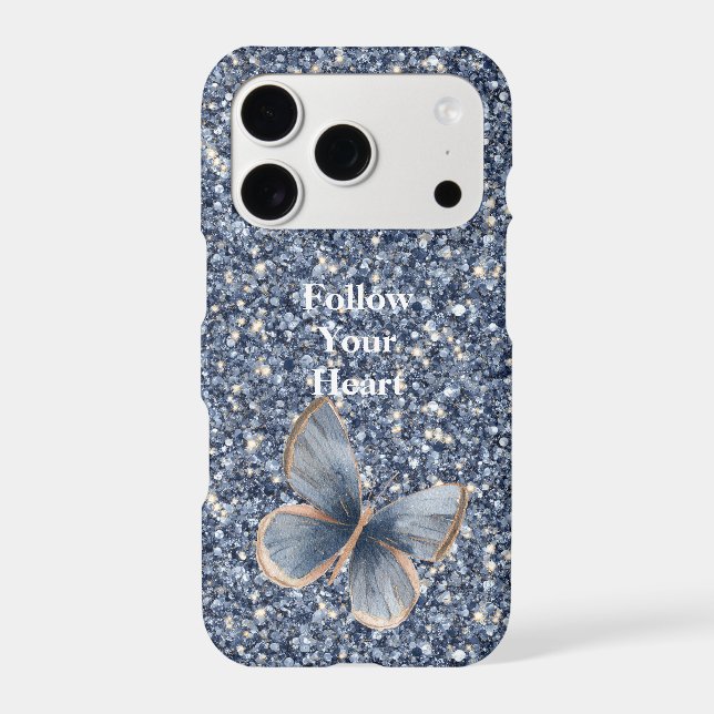 Faux Blue Denim Butterfly Glitter (Back)