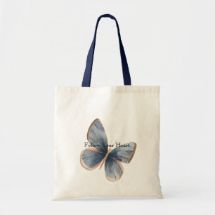 Faux Blue Denim Butterfly Tote Bag