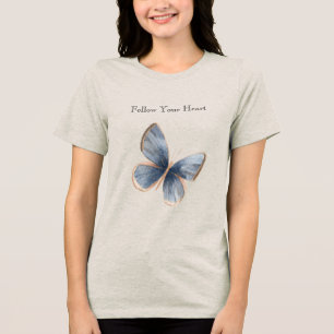 Faux Blue Denim Butterfly Tri-Blend Shirt