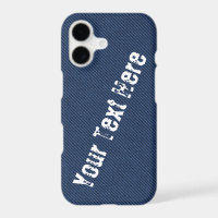 Faux Blue Denim Fabric Custom Text iPhone Case