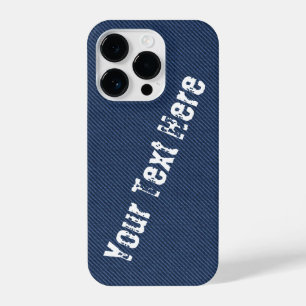Faux Blue Denim Fabric Custom Text iPhone Case