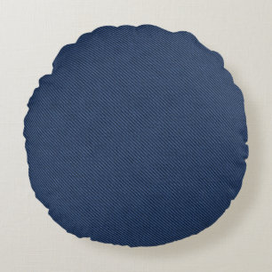 Faux Blue Denim Fabric Round Pillow