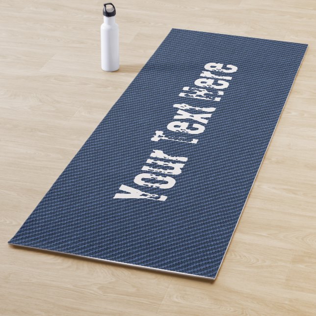 Faux Blue Denim Fabric Yoga Mat with Custom Text (In Situ)