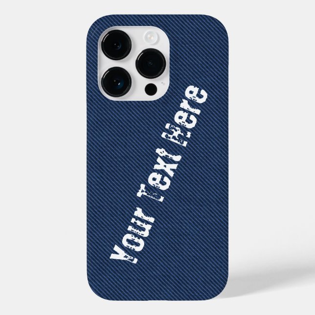 Faux Blue Denim iPhone Case with Custom Text (Back)