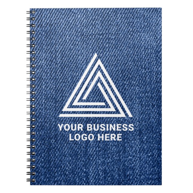 Faux Blue Denim Jeans Modern Business Logo Notebook (Front)