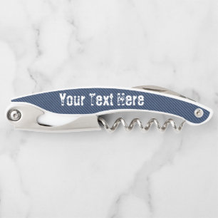 Faux Blue Denim Waiter's Corkscrew Custom Text