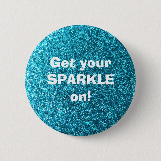 Faux Blue Glitter 6 Cm Round Badge (Front)