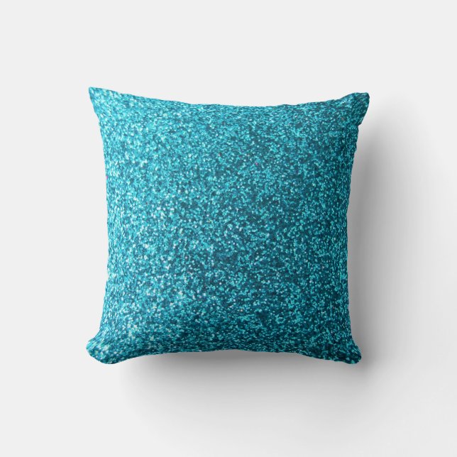 Faux Blue Glitter Cushion (Front)