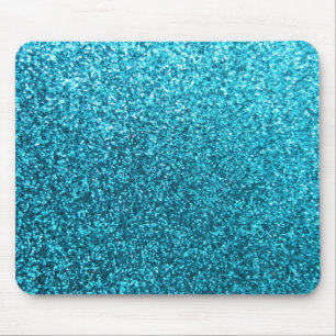 Faux Blue Glitter Mouse Pad