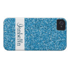 Faux Blue Glitter Pattern Look-like & Custom Name