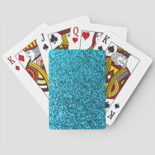 Faux Blue Glitter Playing Cards