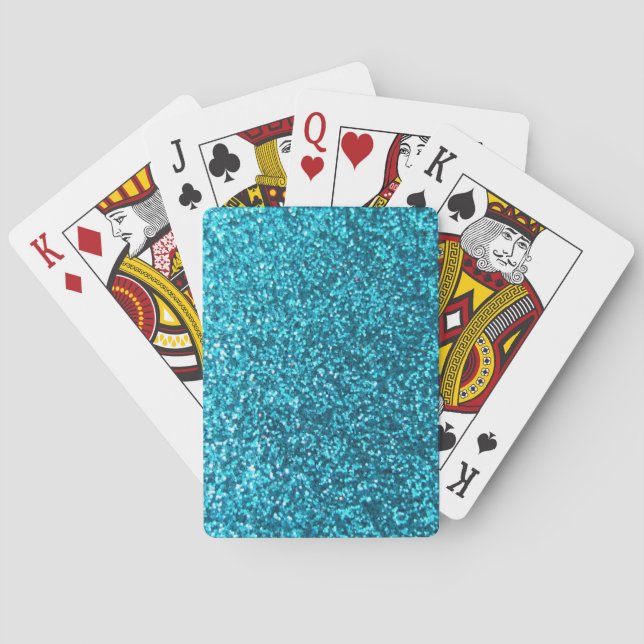 Faux Blue Glitter Playing Cards (Back)