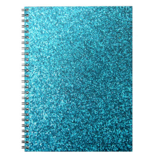 Faux Blue Glitter Spiral Notebook