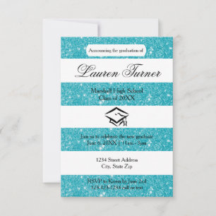 Faux Blue Glitter Stripe-3x5 Grad Announcement