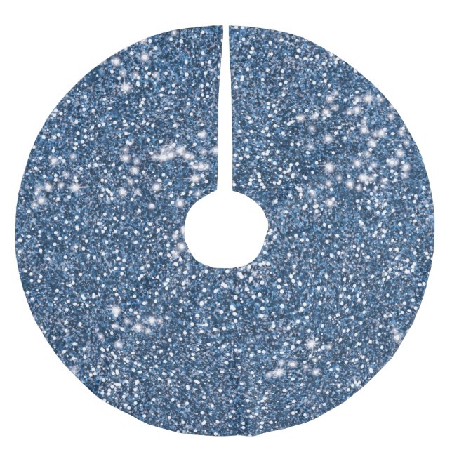 Faux Blue Glitter Texture Look-like Graphic Brushed Polyester Tree Skirt (Front)