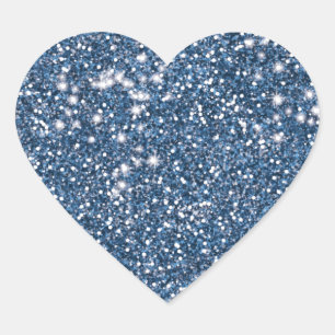 Faux Blue Glitter Texture Look-like Graphic Heart Sticker
