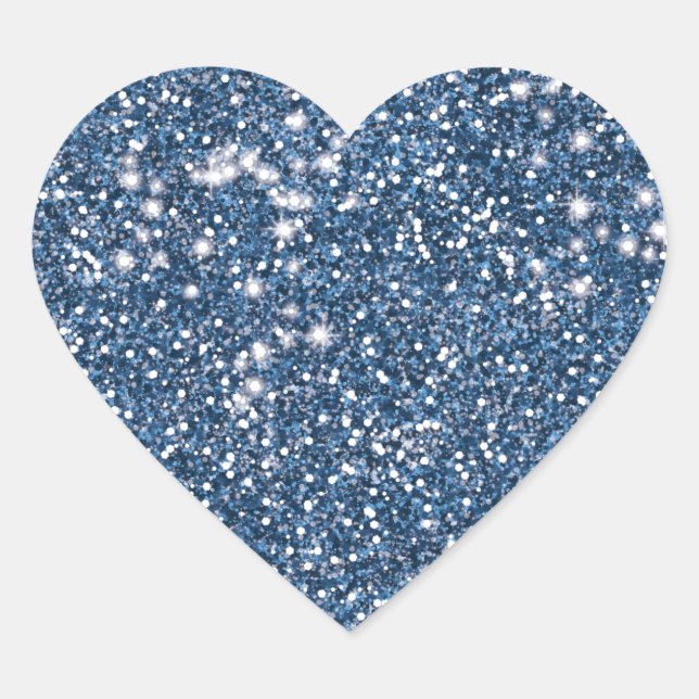 Faux Blue Glitter Texture Look-like Graphic Heart Sticker (Front)