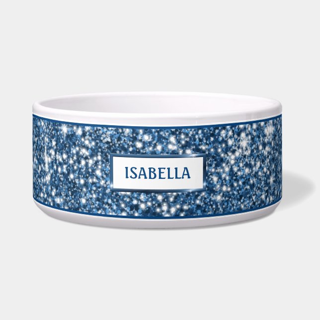 Faux Blue Glitter Texture Look With Custom Name (Front)