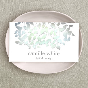  Faux Blue Green Foil Leaves  Business Card