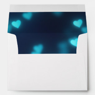 Faux Blue Heart Foil Confetti Elegant Sparkles Envelopes
