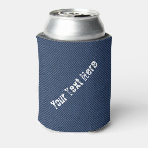 Faux Blue Jeans Can Cooler with Custom Text