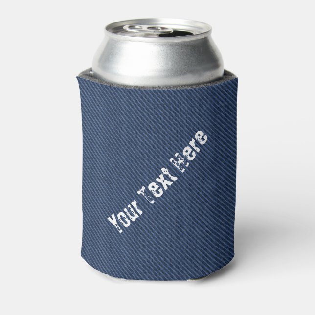 Faux Blue Jeans Can Cooler with Custom Text (Can Back)