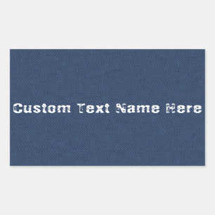 Faux Blue Jeans Fabric Cuatsom Text Name Sticker