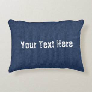 Faux Blue Jeans Fabric Custom Text Accent Pillow