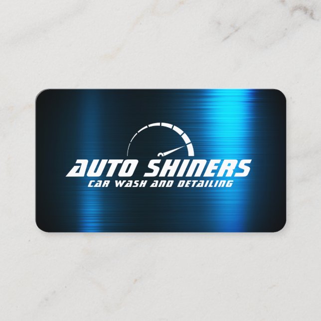Faux blue metallic shine  business card (Front)