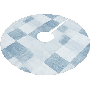 Faux Blue White Denim Jean Christmas Brushed Polyester Tree Skirt